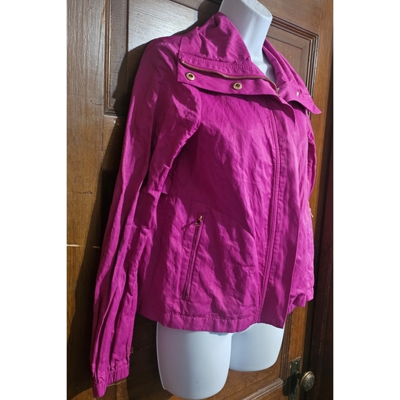 Talbots Hot Pink Metallic Sheen Utility Jacket - Picture 4 of 11